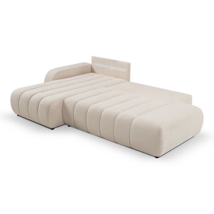 Kulmasohva, jossa säilytystila, L-mallinen, vasen, beige, DESIO, avattava