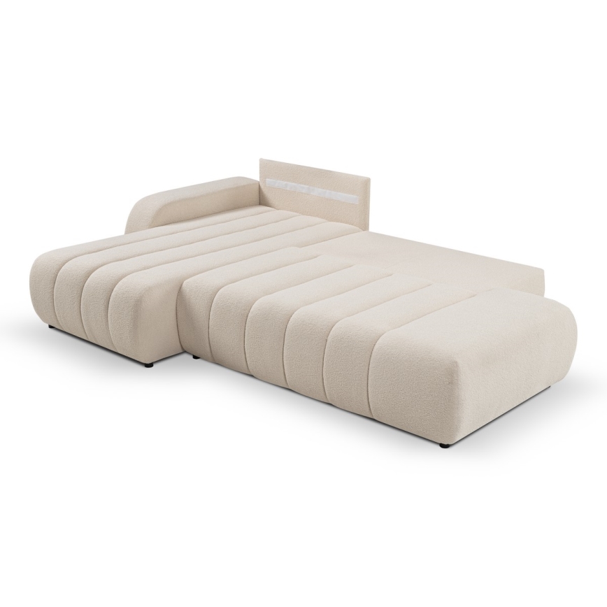 Kulmasohva, jossa säilytystila, L-mallinen, vasen, beige, DESIO, avattava