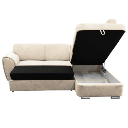 Kulmasohva, jossa säilytystila, L-mallinen, oikeanpuoleinen, beige, malli SERPA