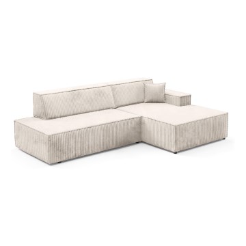 Kulmasohva L-mallinen TERAMO, oikea, vaaleanbeige, säilytystilalla