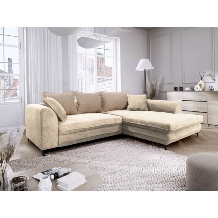 Kulmasohva L-mallinen LAGOA, jossa säilytystila, oikea, beige/ruskea