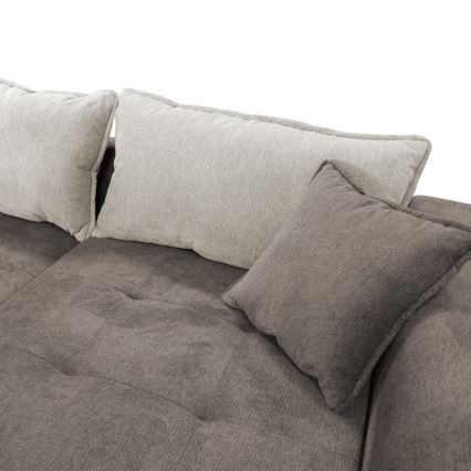 Kulmasohva, jossa säilytystila, L-mallinen, LAGOA oikea taupe/harmaa