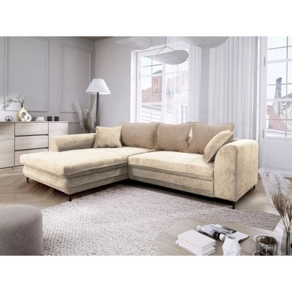 Kulmasohva, jossa säilytystila, L-mallinen, vasen, beige/ruskea LAGOA