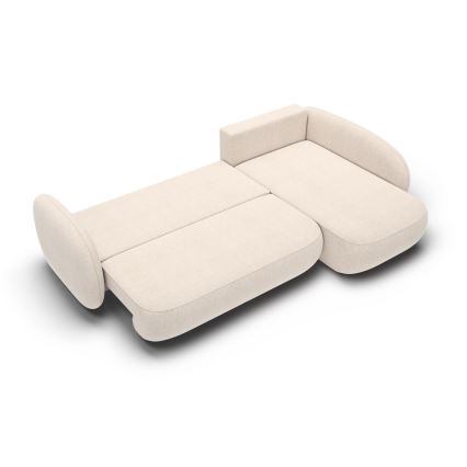 Kulmasohva, jossa säilytystila ja avattava istuinosa, L-mallinen OLBIA oikea, beige