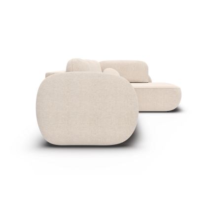 Kulmasohva, jossa säilytystila ja avattava istuinosa, L-mallinen OLBIA oikea, beige