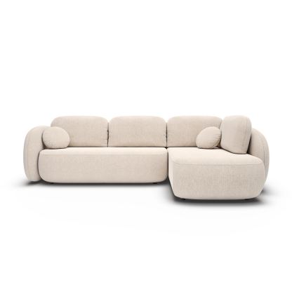 Kulmasohva, jossa säilytystila ja avattava istuinosa, L-mallinen OLBIA oikea, beige