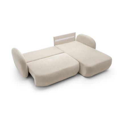 Kulmasohva, jossa säilytystila ja vuodevaikutelma OLBIA oikea, beige