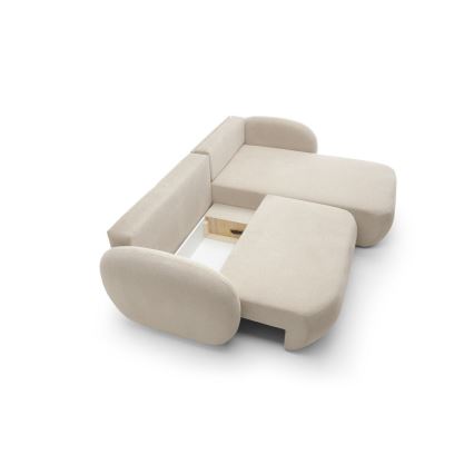 Kulmasohva, jossa säilytystila ja vuodevaikutelma OLBIA oikea, beige