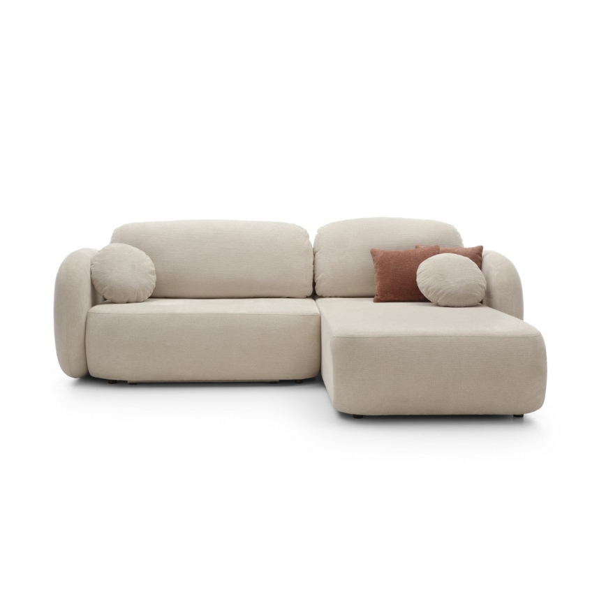 Kulmasohva, jossa säilytystila ja vuodevaikutelma OLBIA oikea, beige