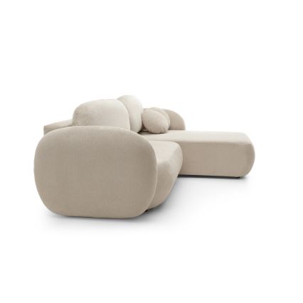 Kulmasohva, jossa säilytystila ja vuodevaikutelma OLBIA oikea, beige