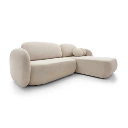 Kulmasohva, jossa säilytystila ja vuodevaikutelma OLBIA oikea, beige