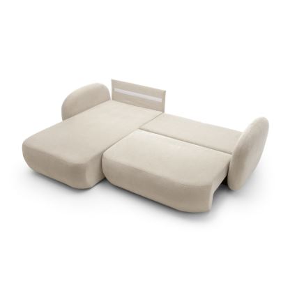 Kulmasohva, jossa säilytystila ja avattava istuinosa, L-malli OLBIA vasen, beige
