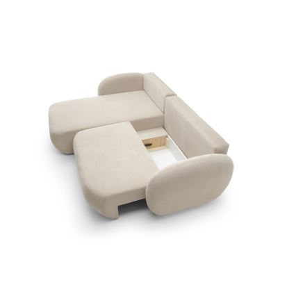 Kulmasohva, jossa säilytystila ja avattava istuinosa, L-malli OLBIA vasen, beige
