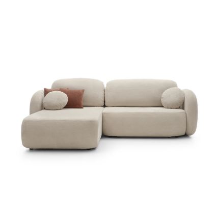 Kulmasohva, jossa säilytystila ja avattava istuinosa, L-malli OLBIA vasen, beige