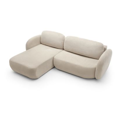Kulmasohva, jossa säilytystila ja avattava istuinosa, L-malli OLBIA vasen, beige