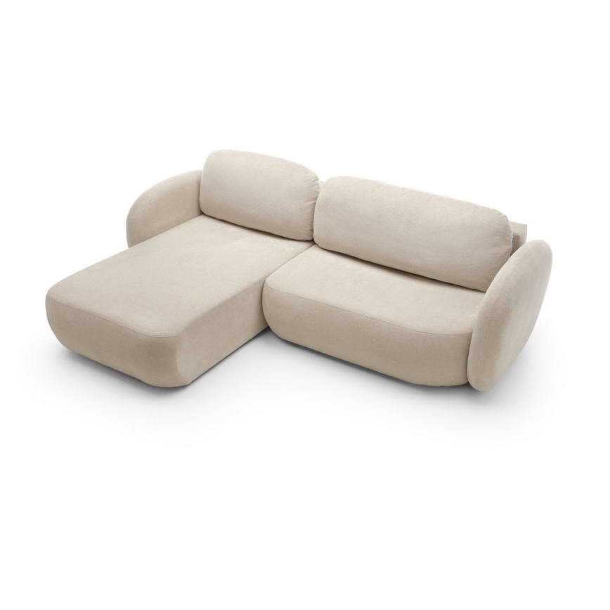 Kulmasohva, jossa säilytystila ja avattava istuinosa, L-malli OLBIA vasen, beige