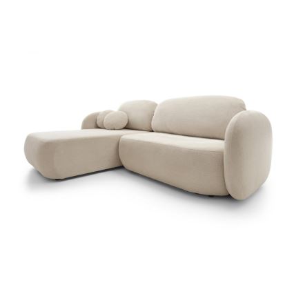 Kulmasohva, jossa säilytystila ja avattava istuinosa, L-malli OLBIA vasen, beige