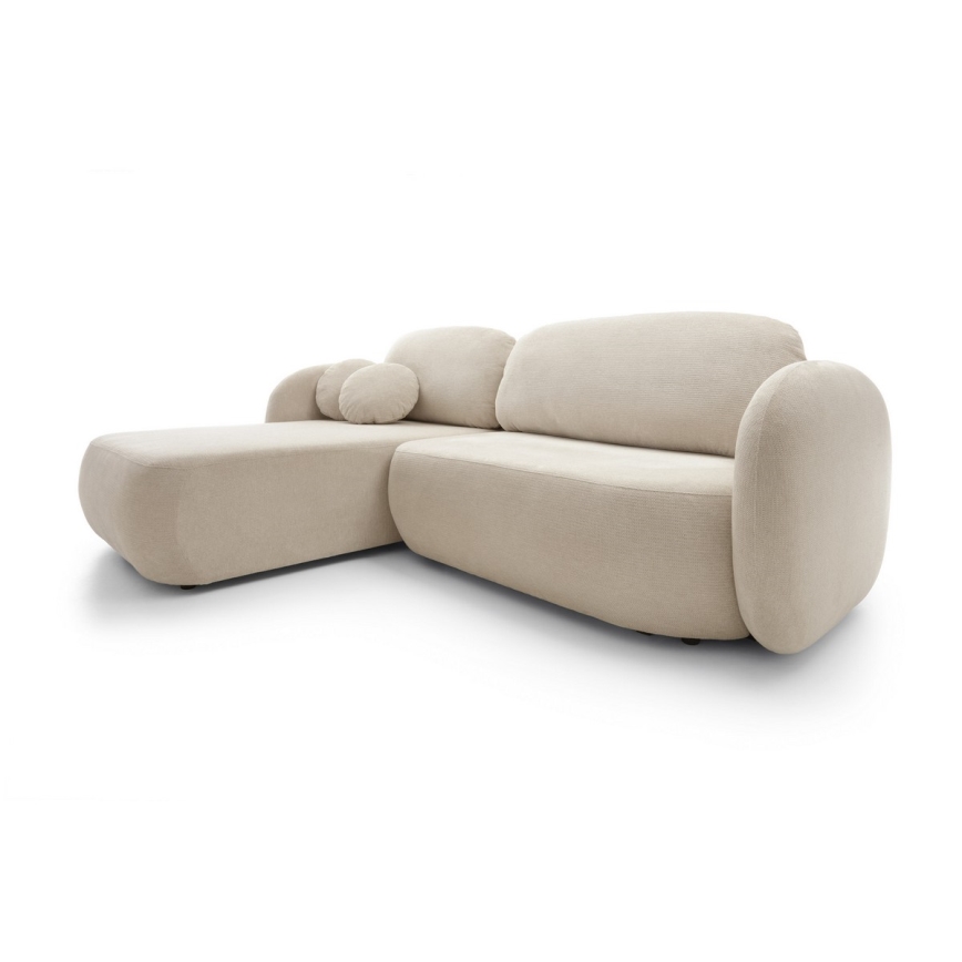 Kulmasohva, jossa säilytystila ja avattava istuinosa, L-malli OLBIA vasen, beige
