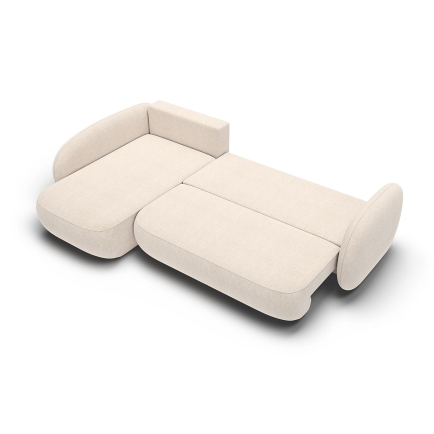 Kulmasohva, jossa säilytystila ja avattava istuinosa, L-malli OLBIA vasen, beige