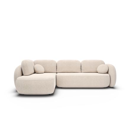 Kulmasohva, jossa säilytystila ja avattava istuinosa, L-malli OLBIA vasen, beige