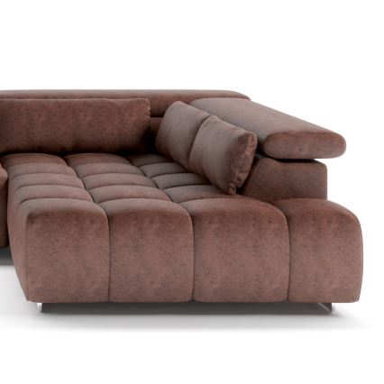 Kulmasohva pääntukityynyillä U-mallinen TROPEA oikea ruskea