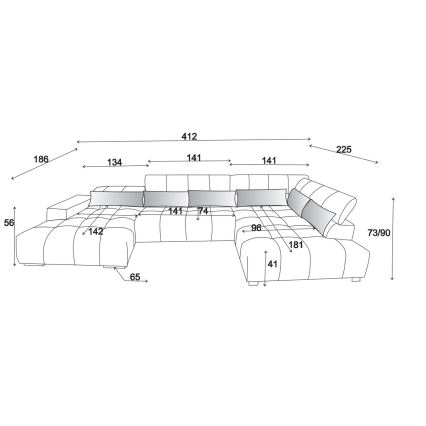 Kulmasohva pääntukityynyillä U-mallinen TROPEA oikea ruskea