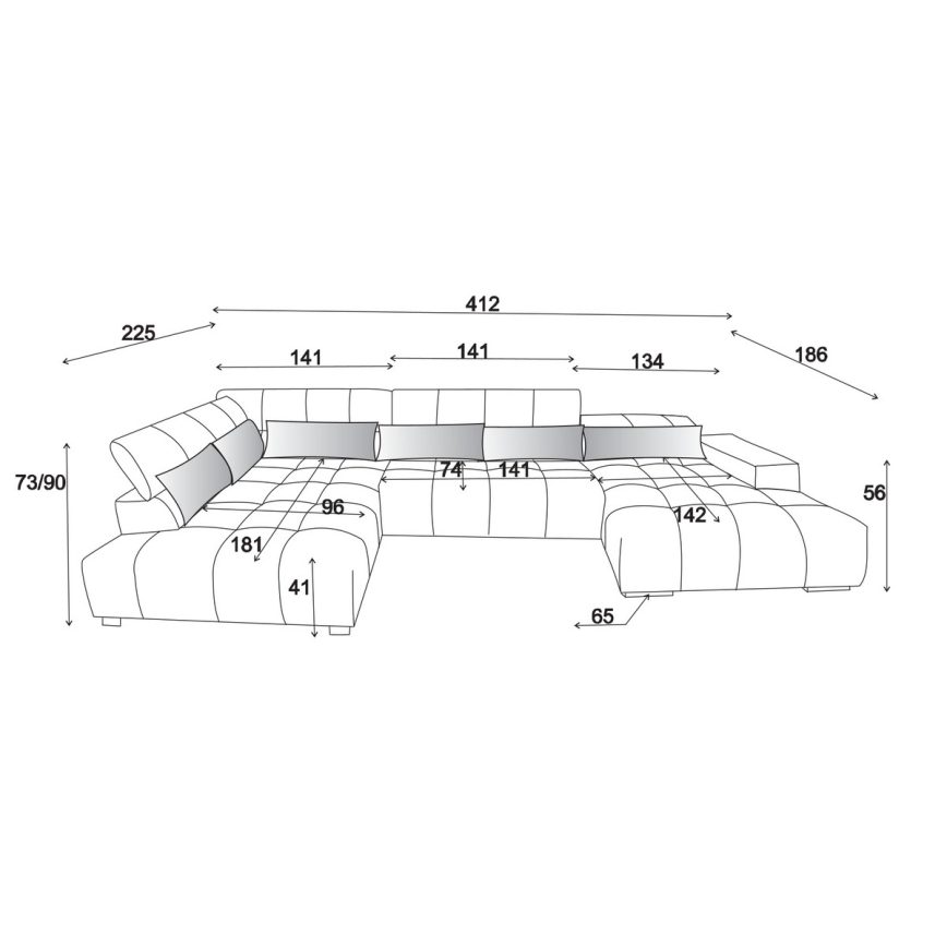 Kulmasohva U-mallinen TROPEA vasen, beige, pääntuet