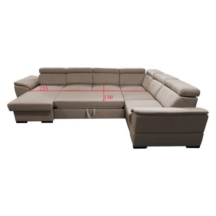 U-sohva, jossa on säilytystila ja universaali kulma, avattava, GRANADA beige