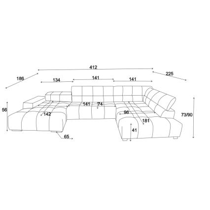 Kulmasohva U-mallinen TROPEA oikea harmaa