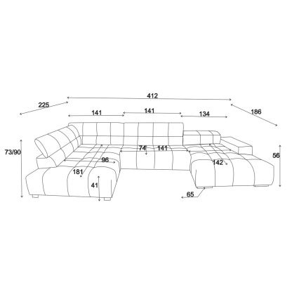 Kulmasohva U-mallinen TROPEA vasen harmaa
