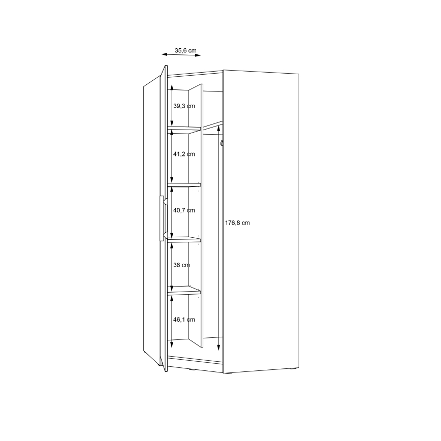 Kulmavaatekaappi MARO 94x213 cm artisan-tammi