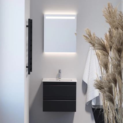 Kylpyhuonekaappi pesualtaalla VIGO + LED-seinäpeili taustavalaistuksella LED/10W/230V IP44 musta