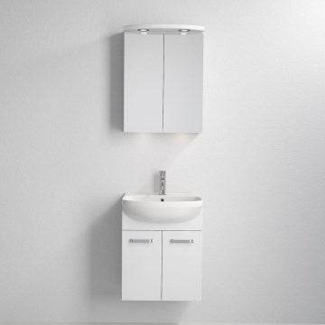 Kylpyhuoneen kaappi pesualtaalla ASTRID + LED-peilikaappi 4xLED/4,3W/230V IP44 valkoinen