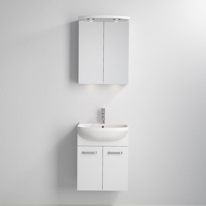 Kylpyhuoneen kaappi pesualtaalla ASTRID + LED-peilikaappi 4xLED/4,3W/230V IP44 valkoinen