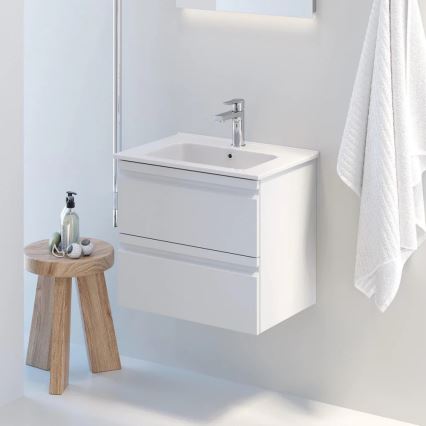 Kylpyhuoneen kaappi pesualtaalla VEDO + LED-peili LED/10W/230V IP44 valkoinen