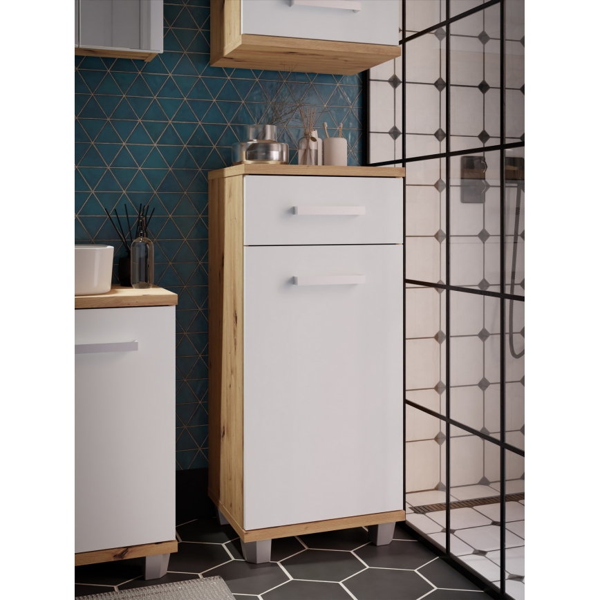 Kylpyhuoneen kaappi VENOM valkoinen/artisaanitammi