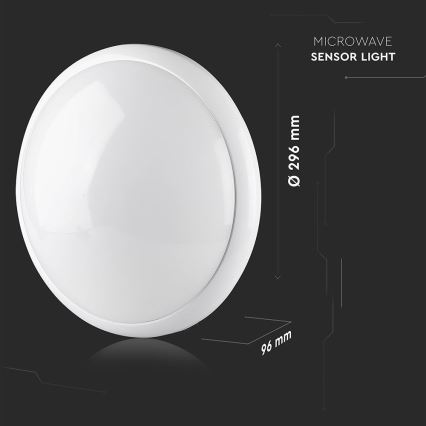 Kylpyhuoneen kattovalaisin anturilla 1xE27/60W/230V IP44 ø 29,6 cm