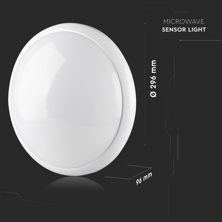 Kylpyhuoneen kattovalaisin anturilla 1xE27/60W/230V IP44 ø 29,6 cm