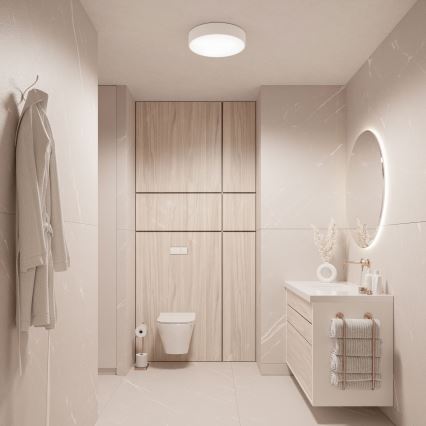 Kylpyhuoneen kattovalaisin anturilla CLEO 2xE27/24W/230V d. 30 cm valkoinen IP54