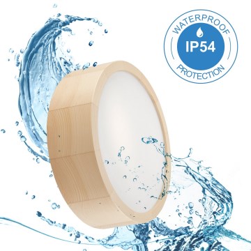 Kylpyhuoneen kattovalaisin NATURAL 2xE27/15W/230V IP54 mänty ø 27 cm - FSC sertifioitu