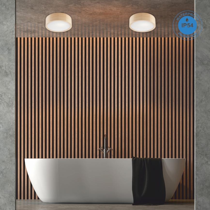 Kylpyhuoneen kattovalaisin NATURAL 2xE27/15W/230V IP54 mänty ø 27 cm - FSC sertifioitu
