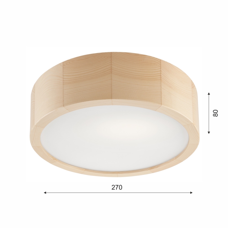 Kylpyhuoneen kattovalaisin NATURAL 2xE27/15W/230V IP54 mänty ø 27 cm - FSC sertifioitu