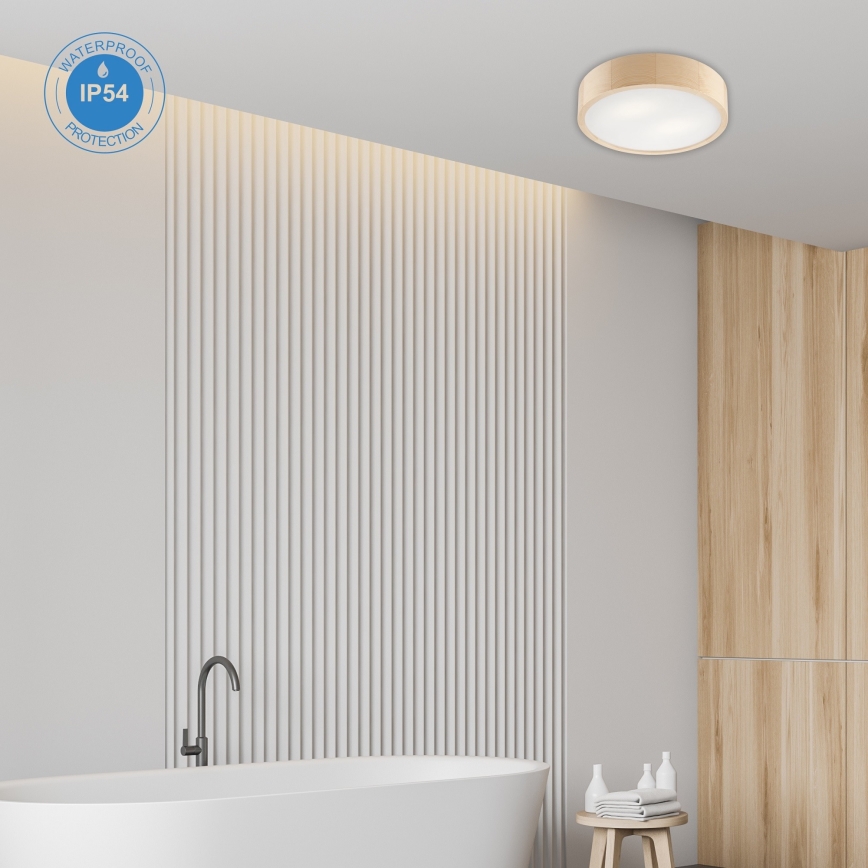 Kylpyhuoneen kattovalaisin NATURAL 3xE27/15W/230V IP54 mänty ø 37 cm - FSC sertifioitu