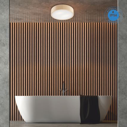 Kylpyhuoneen kattovalaisin NATURAL 3xE27/15W/230V IP54 mänty ø 37 cm - FSC sertifioitu