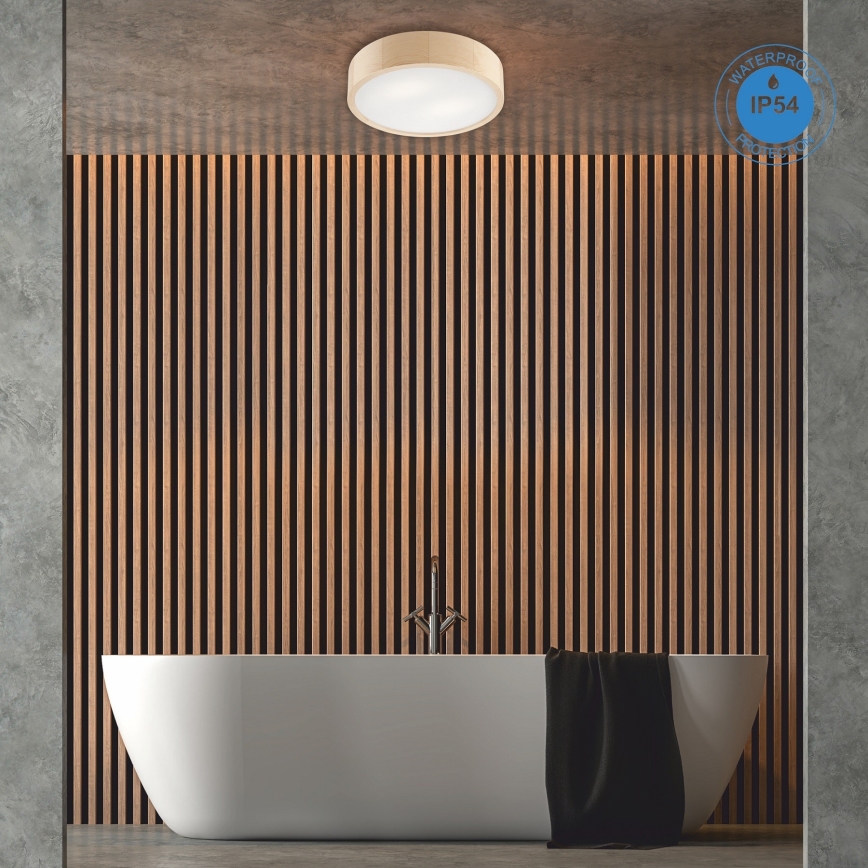 Kylpyhuoneen kattovalaisin NATURAL 3xE27/15W/230V IP54 mänty ø 37 cm - FSC sertifioitu