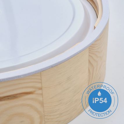 Kylpyhuoneen kattovalaisin NATURAL 3xE27/15W/230V IP54 mänty ø 37 cm - FSC sertifioitu