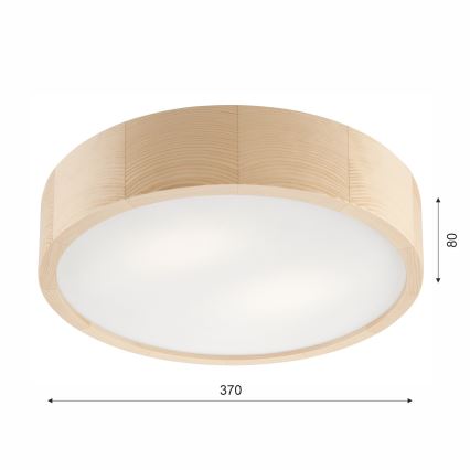 Kylpyhuoneen kattovalaisin NATURAL 3xE27/15W/230V IP54 mänty ø 37 cm - FSC sertifioitu