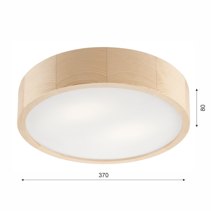 Kylpyhuoneen kattovalaisin NATURAL 3xE27/15W/230V IP54 mänty ø 37 cm - FSC sertifioitu