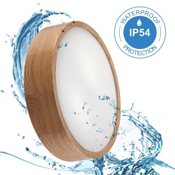 Kylpyhuoneen kattovalaisin OAK 3xE27/15W/230V tammi ø 37 cm IP54 - FSC sertifioitu