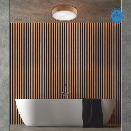 Kylpyhuoneen kattovalaisin OAK 3xE27/15W/230V tammi ø 37 cm IP54